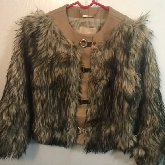 New* Michael Kors Faux Coyote Fur Jacket Size S $275 - Picture 3 of 7